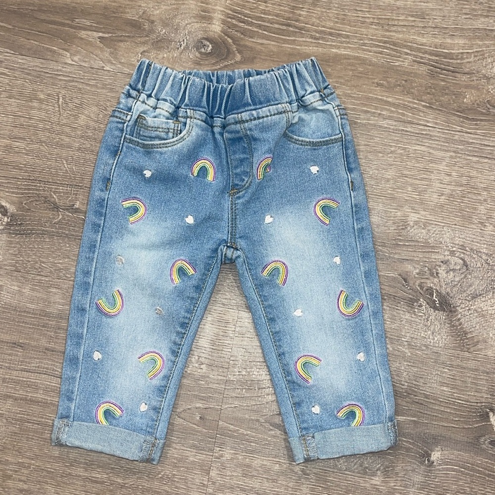 Jeans with Rainbows and Hearts 6-9 Months